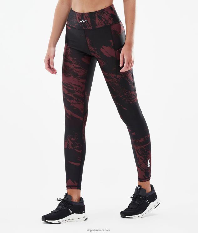 Kvinder Dope højteknologiske leggings 620LX789 maling bordeaux